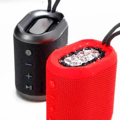 Caixa de som multimídia - preta e vermelha