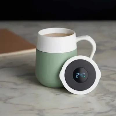 Caneca Térmica Inox 500ml com Display LED- verde