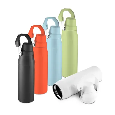 Garrafa térmica de 750 ml com parede dupla em inox (interno 304 / externo 201), pintura a pó e ta...