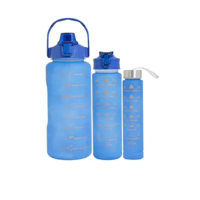 Kit com 3 garrafas plásticas (azul)