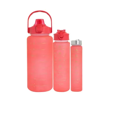 Kit com 3 garrafas plásticas (vermelho)