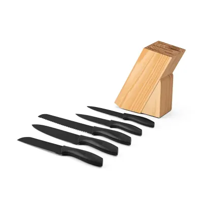 Suporte para facas em madeira de pinho gravado