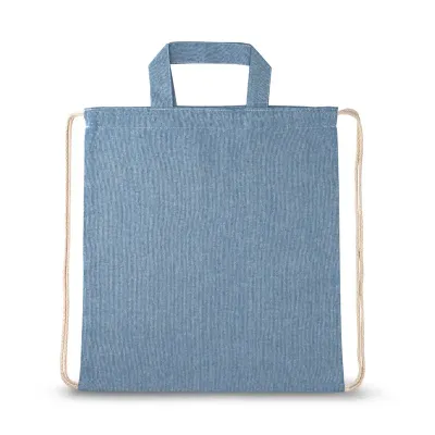 Sacola tipo mochila com algodão azul