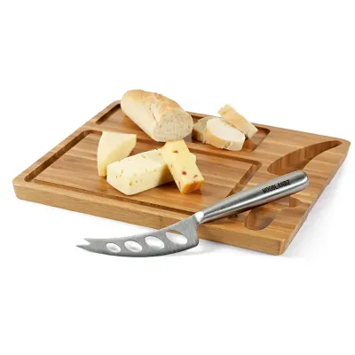 MALVIA. Tábua de queijos em bambu com faca promo