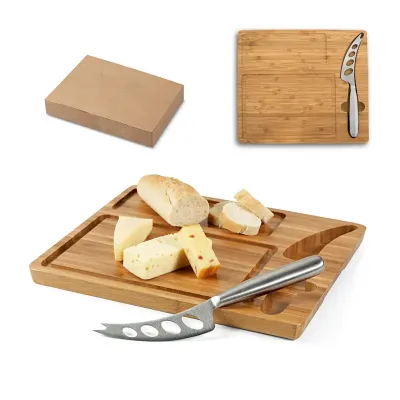 MALVIA. Tábua de queijos em bambu com faca gravada