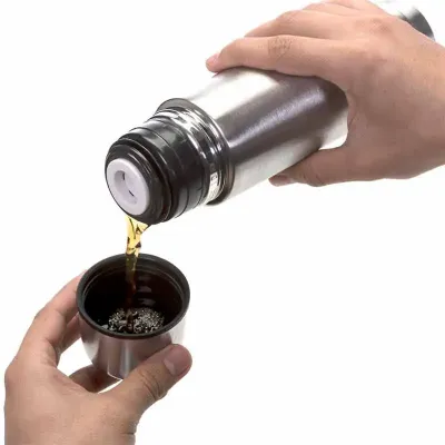 Garrafa térmica 350ml em inox com tampa rosqueável,