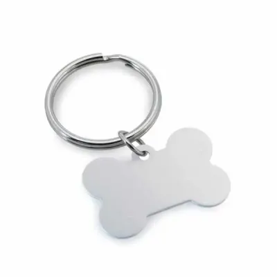Chaveiro osso. Alumínio. 38 x 25 x 1 mm