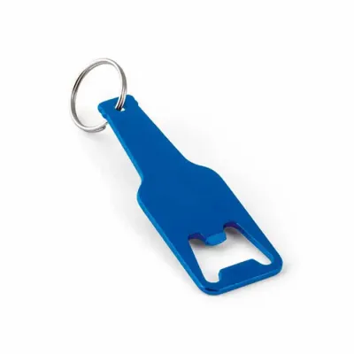 Chaveiro em alumínio azul com abridor