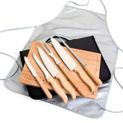 Kit Talheres Para Churrasco com 8 peças Personalizado em Bambu