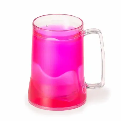 Caneca acrílica 400ml com gel térmico rosa 