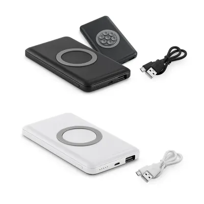 Bateria portátil e carregador wireless (preto e branco)