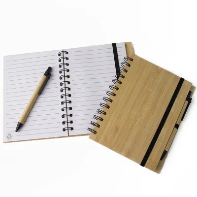 Bloco de Anotações Bambu c  Caneta com Personal