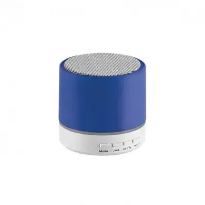 Caixa de som com microfone, arredondada azul