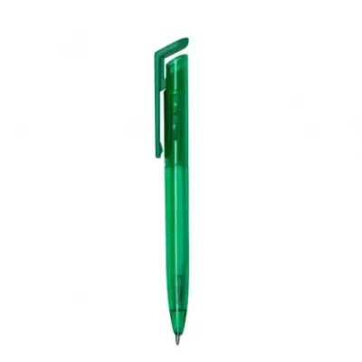 Caneta plástica translúcida na cor verde