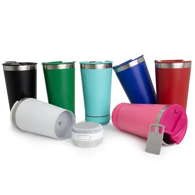 Copo Térmico 400ml com Caixa de Som Personalizado - opções de cores