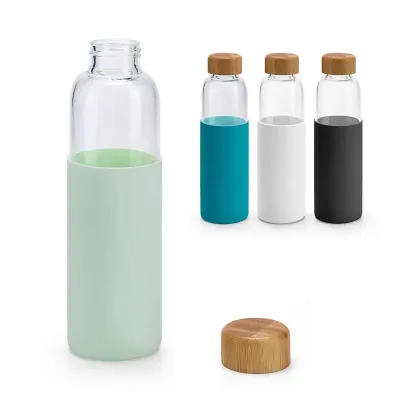 Squeeze de vidro revestida com luva em silicone.