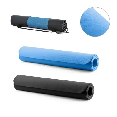Tapete de yoga (azul e preto)