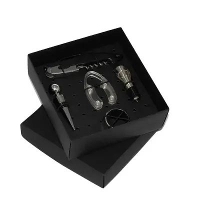 Kit vinho Premium com abridor, corta lacre, tampa, salva gotas e direcionador