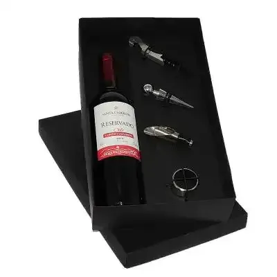 Kit vinho chileno com abridor, salva gotas, corta lacre, tampa e direcionador