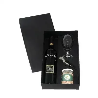 Kit de vinho espanhol com taça de vidro e pote de castanha de caju