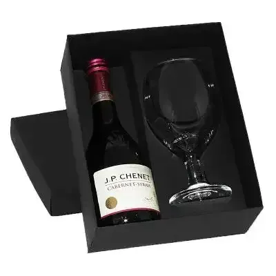 Kit com vinho 250ml e taça de vidro