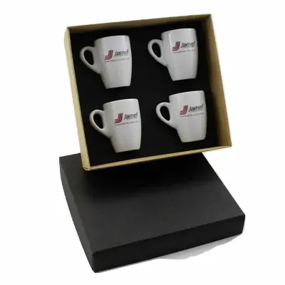 Kit de 4 xícaras em caixa de papel com tampa