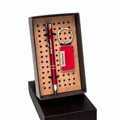 Kit escritório com caneta e chaveiro