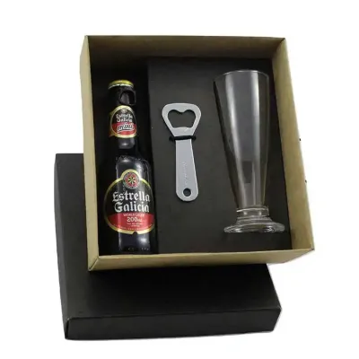 Kit cerveja Estrella Galicia 200ml com taça e abridor