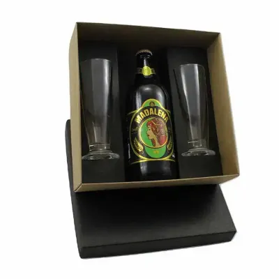 Kit cerveja artesanal com duas taças tulipa