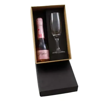 Kit espumante com taça de vidro para champanhe