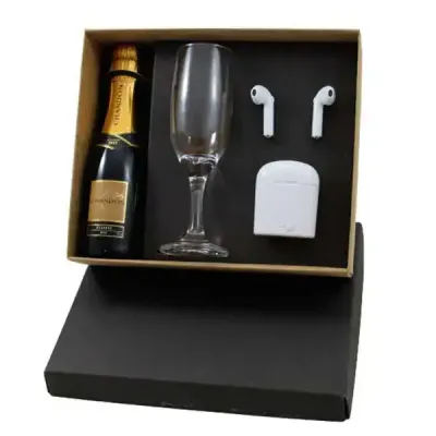 Kit espumante com taça de vidro de fone Airdots