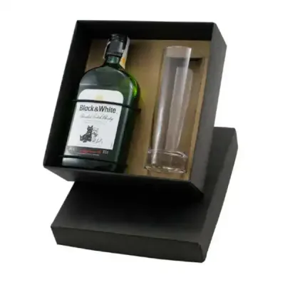 Kit whisky Black & White 200ml com 1 copo de vidro