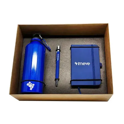 Kit Boas-vindas com squeeze, caneta e caderneta personalizadas