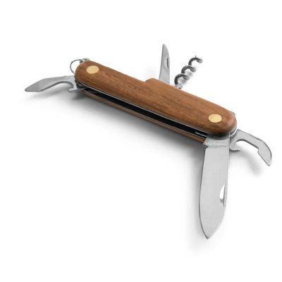 Canivete multifunções em inox e madeira