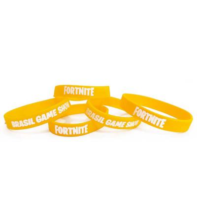 Pulseira Emborrachada com Impressão na cor amarelo 