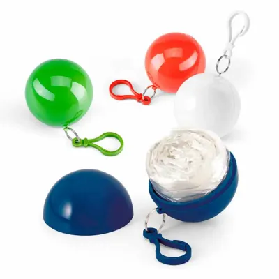 Capa de chuva com mosquetão em embalagens coloridas