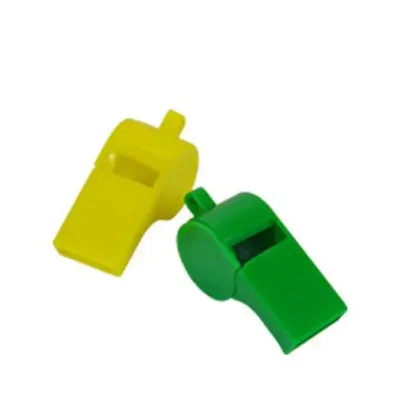 Apito plástico personalizado amarelo e verde