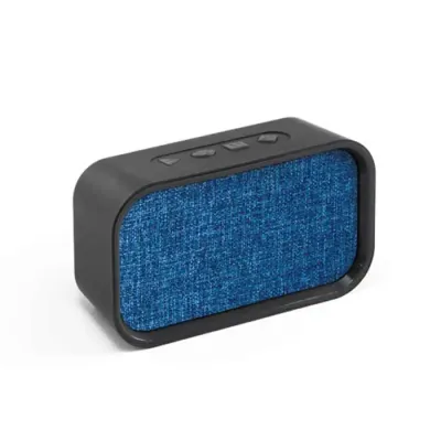 Caixa de som azul e preta