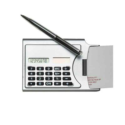 Porta-cartão de visitas calculadora com caneta