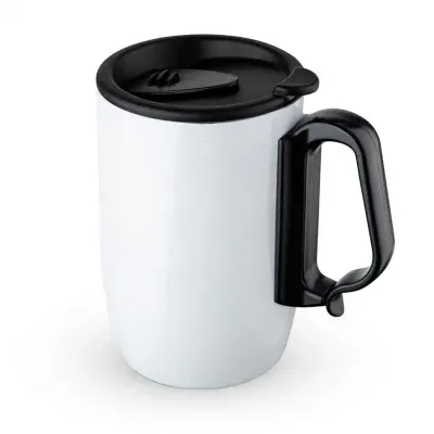 Caneca Inox Branca Parede Dupla 400 ml