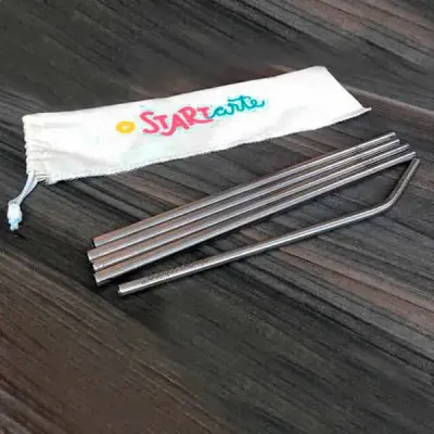 Canudo de metal reto ou curvo 