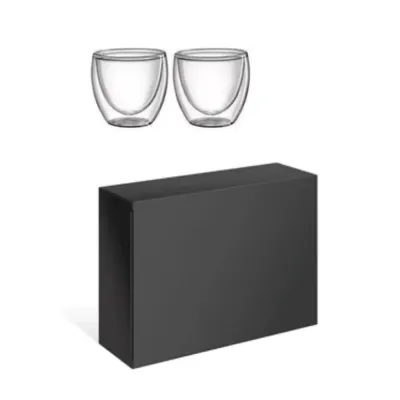 Kit Café com 2 copos de vidro de 80ml