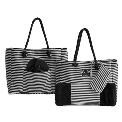 Bolsa listras A&E preta e branca