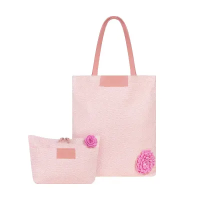 Kit amo rosa flor - Bolsa e nécessaire
