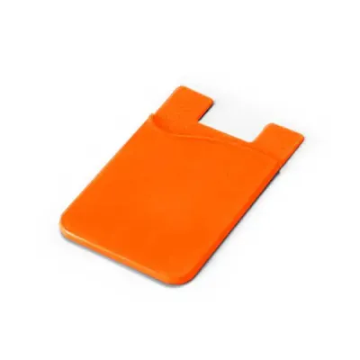 Porta-cartões para smartphone em silicone na cor laranja