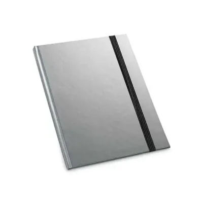Caderno capa dura na cor prata
