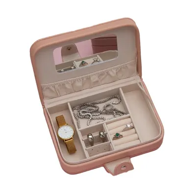 Porta joias com revestimento aveludado e espelho