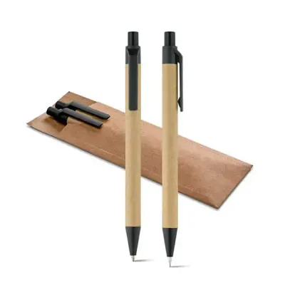 Conjunto de caneta e lapiseira em embalagem kraft