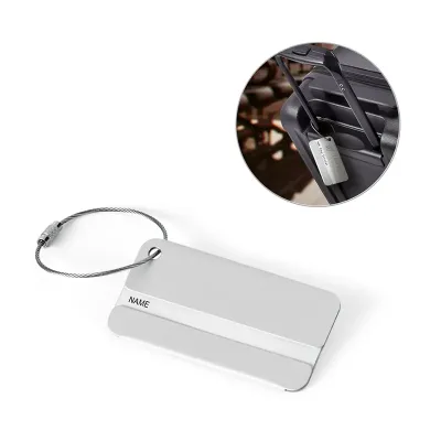 Identificador de bagagem em alumínio com cordão