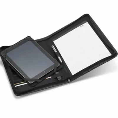 Pasta A4 em Couro Sintético e Microfibra interior com suporte para tablet